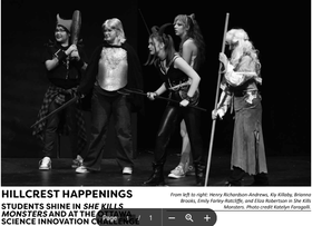 Five students acting from the play she kills monsters
